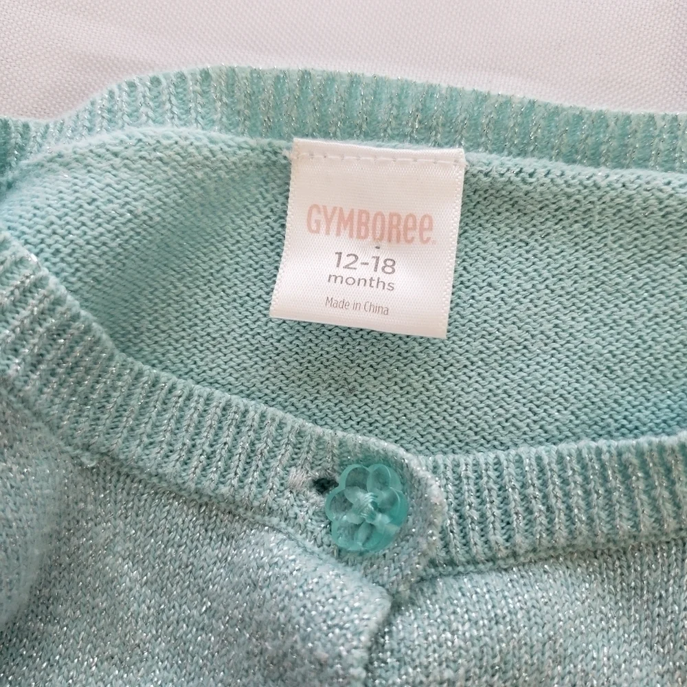 Gymboree Sparkle Pastel Green Cardigan Sweater Baby Girl Size 12-18 Months